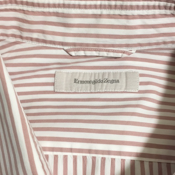 Ermenegildo Zegna- Pink &White Striped Button Down - Picture 2 of 7